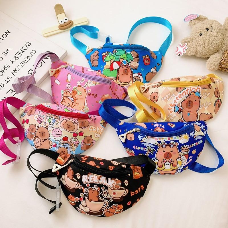 Printed Capybara Crossbody Bags Children Cartoon Outdoor Leisure Pack Waist