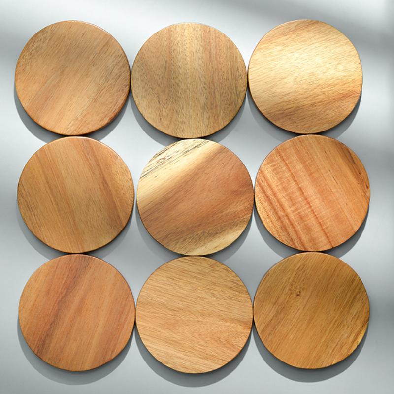 Acacia Wood Coasters Craft Wooden Insulation Pad Wooden Coffee Cup Desk Mat Wooden Decoration