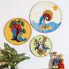 Metal Decorative Wall Plates | Home Decoration | Worli Art Design | Living Room Wall Decoration | Décor Items | Gift Items (Multicolour) (Set of 3)
