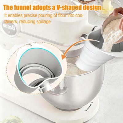 Силиконовая воронка для муки для миксера KitchenAid 5-Qt Гибкая складная воронка для наливания без беспорядка с 30-градусным наклоном