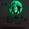 Luminous Window Decorations Halloween Glow in The Dark Wall Stickers, Moon Bat Tombstone Raven Clings Ghost Decals, Waterproof for Holiday