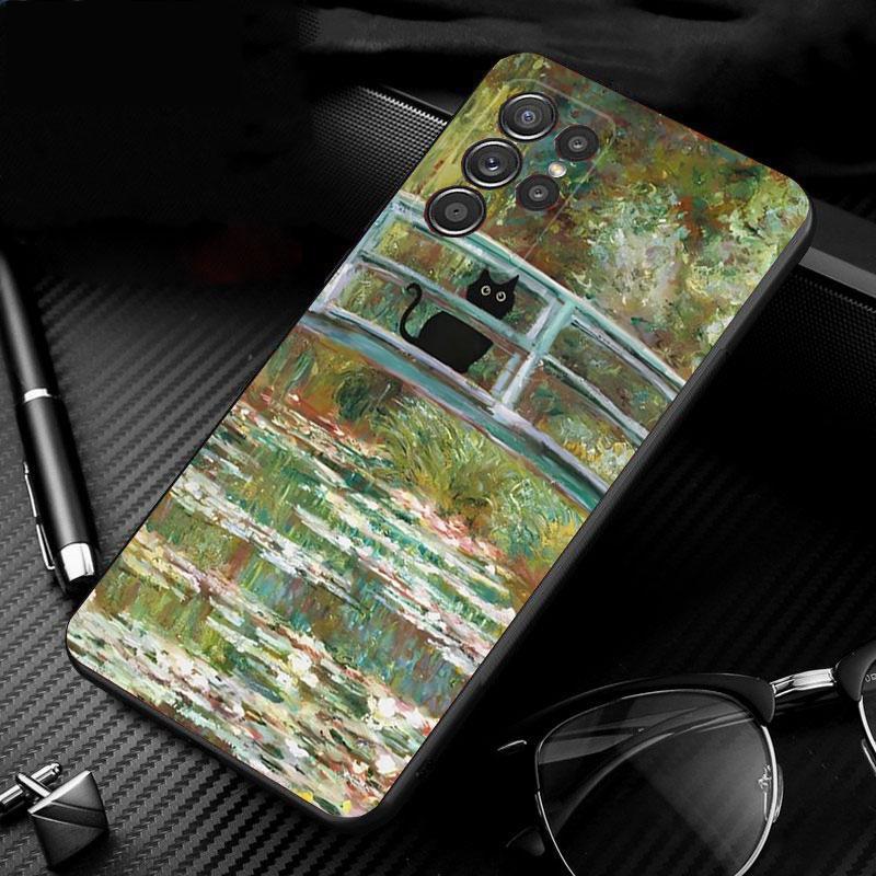 Retro Oil Painting Van-Gogh Cat Phone Case For Samsung S25 S24 S23 S22 S21 S20 Ultra S20 S22 S21 S20 FE S24 Plus
