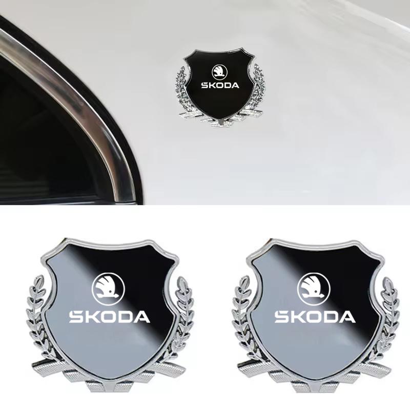 Metal Car Sticker Emblem Exterior bodywork For Skoda Octavia Kodiaq Fabia Superb Karoq Yeti Rapid Mk3 Vrs Accessories Key case CX3