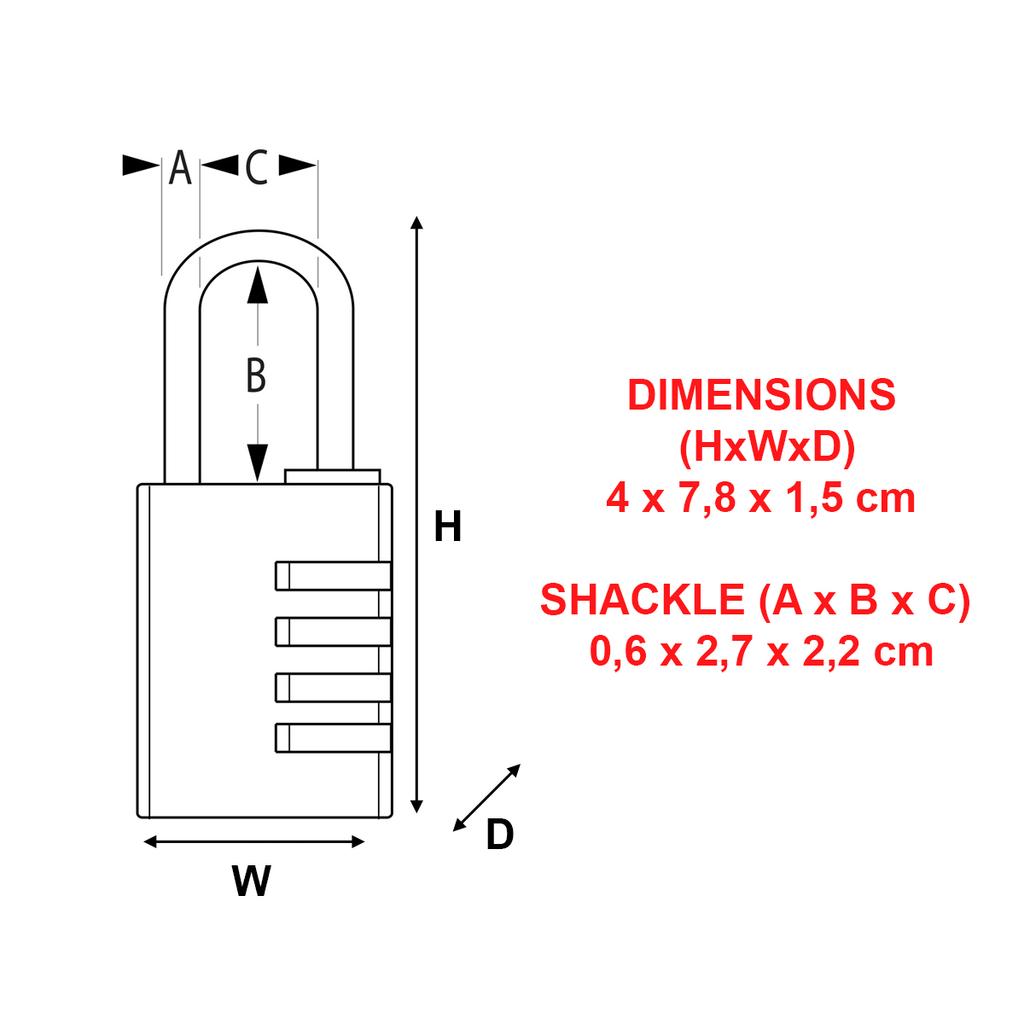 Master Lock Combination Padlock in Aluminium, 40x78x15 mm, Black