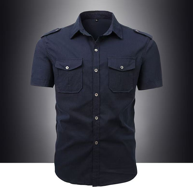 Летняя рубашка с короткими рукавами, тонкая секция, мужская, повседневная, большого размера, с несколькими карманами, молодежная рабочая рубашка, удобные и прочные мужские топы