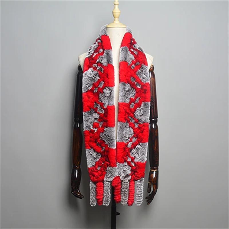 Новый женский шарф из шерсти кролика рекс, длинный шарф из натурального меха, зимний теплый уличный модный шарф из натурального меха