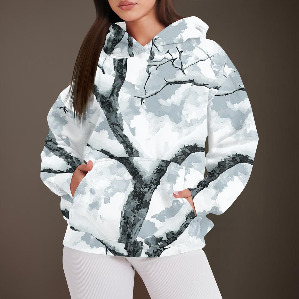Women's Fashion Casual Pullover Hooded Sweatshirt  Printed Long Sleeve Sweatshirt