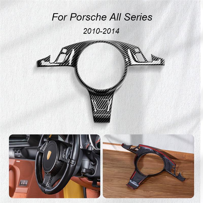 For Porsche Cayenne Panamera Macan 718 911 2006-2024 2023 2022 2021 Carbon Fiber Texture Steering Wheel Panel Frame Cover Trim