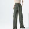 Quick-drying Work Pants for Women In Spring and Summer New Small Tying Pants High Waist Wide-leg American Casual Sports Pants