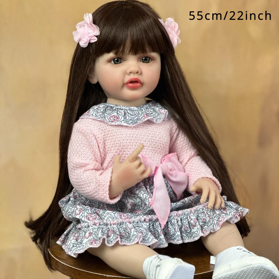BZDOLL Виниловая кукла Реборн для всего тела Девочка Младенец 55 см 22 дюйма Реалистичная Принцесса Новорожденный Малыш Бебе Игрушка Прекрасный подарок на день рождения