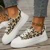 Мода Модные леопардовые кроссовки на платформе для женщин 2024 года, легкие нескользящие кроссовки для ходьбы, женские повседневные парусиновые туфли на шнуровке на плоской подошве