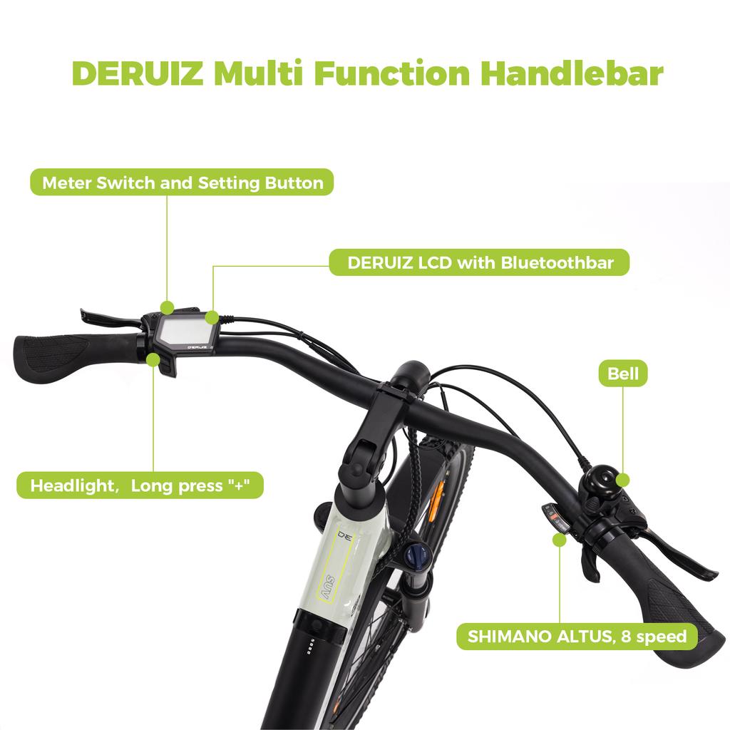 DERUIZ Electrice Bike Quartz SUV Ebike 27.5'' MTB Electric Bike for Adults,250W Motor,48V13.4Ah Battery,Hydraulic Disc Brakes Up to 161KM