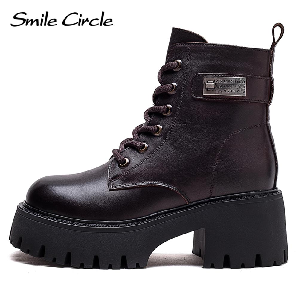 Ботинки из натуральной кожи. Женские зимние мягкие ботильоны. Модные повседневные ботинки на толстой подошве.