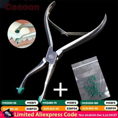 Стоматологические щипцы для снятия коронок, временных зубов, виниров, щипцы с 30 шт. зелеными резиновыми наконечниками, ортодонтический инструмент для стоматолога