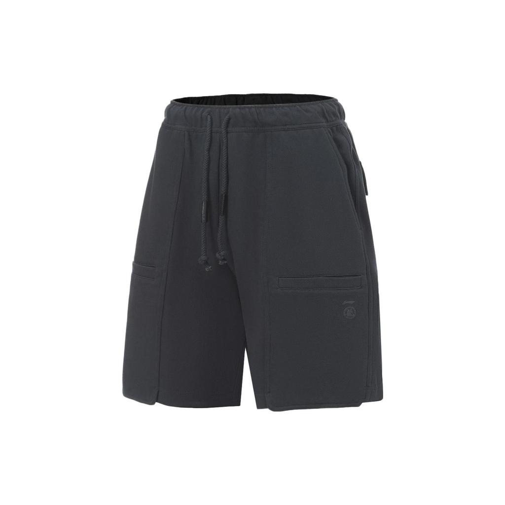 Li Ning X Jackie Chan Collaboration Kung Fu Series Solid Color Loose Straight Leg Sports Shorts Men Shorts Charcoal-Black AKST035-1