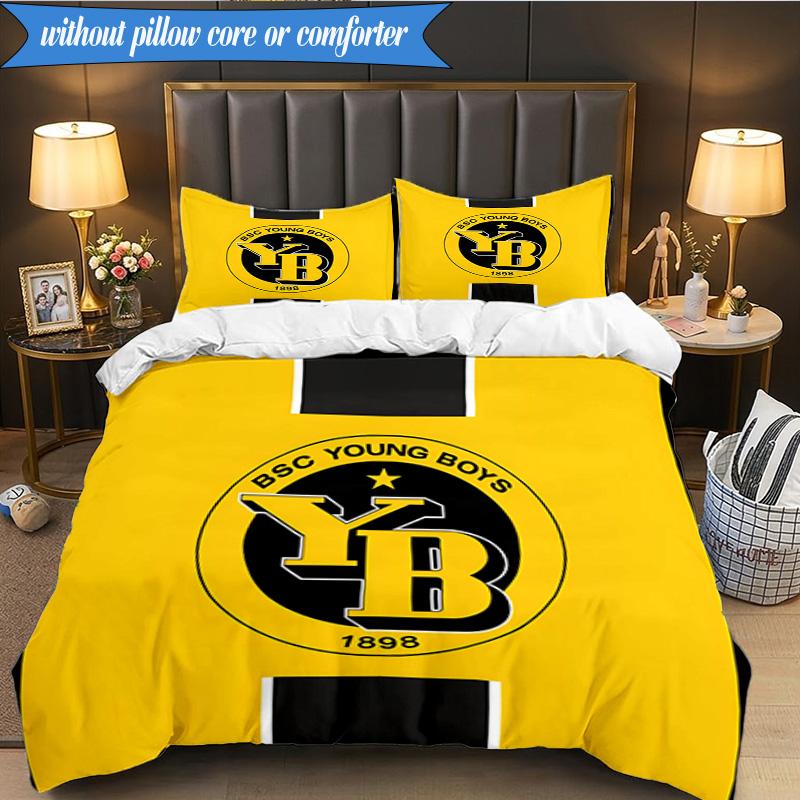 3PCS BSC Football Yellow And Black Unity Bedding Set 2D Printing (Includes 1 Duvet Cover + 2 Pillowcases Coreless), Bedroom decor,Fan gift