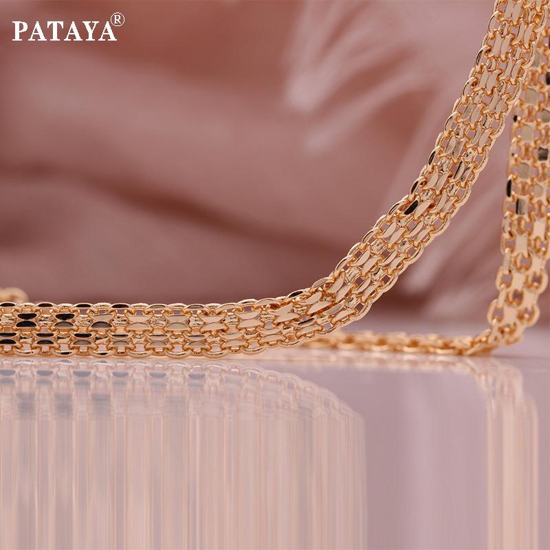 PATAYA Ожерелье ручной работы цвета розового золота шириной 5,5 см, итальянское ремесло, цепочка для женщин и мужчин