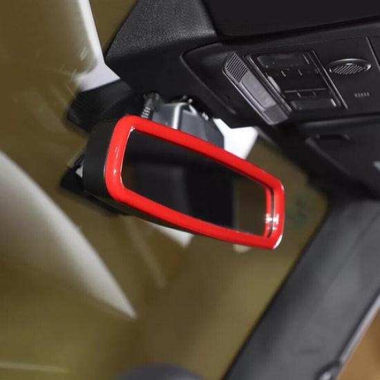For -2024 Ford Bronco ABS Red Interior Inner Rearview Mirror Trim Ring Cover
