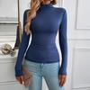 Осенняя женская блузка Y2K Solid Slim Half High Neck Long Sleeve Top