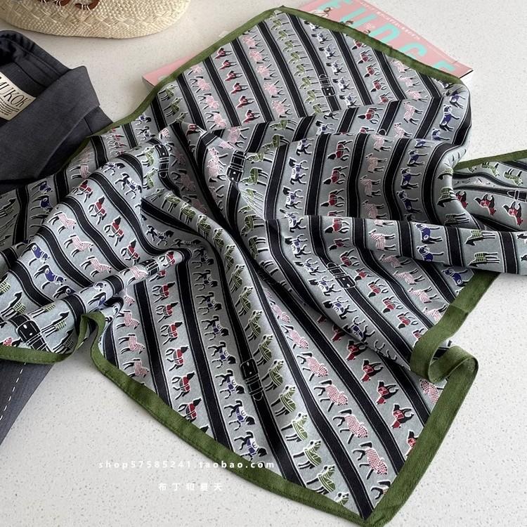 Pony Belt Printed Large Square Scarf Soft and Skin Friendly Shawl Breathable Neck Scarf Silk Scarf for Women