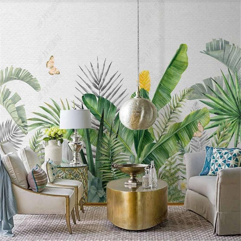 Nordic Mural For Living Room Tropical Plant Banana Leaf Wallpapers Palm Leaf Indoor Background Wall Paper Home Decor