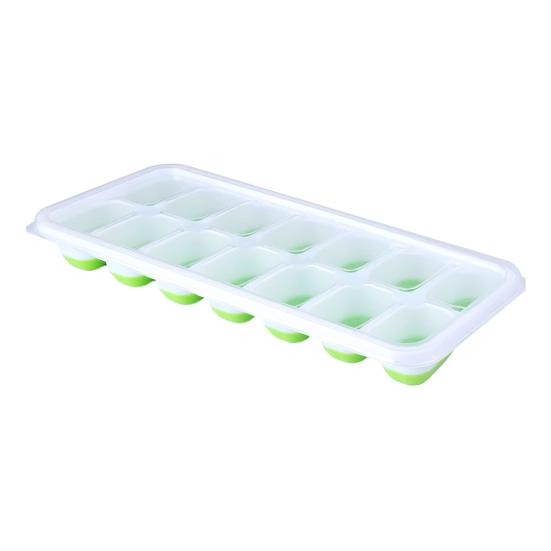 Silicone Ice Cube Tray with Lid 14 Cubes Easy Release Stackable Ice Mold for Cocktails Coffee Juice Whiskey Ice Drink Maker