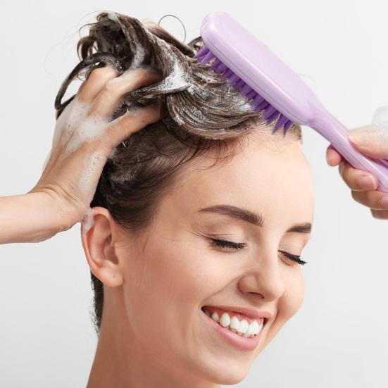 Массажер для кожи головы с ручкой, глубокая очистка, щетка для шампуня для волос, мягкая силиконовая щетина, уменьшает перхоть, способствует росту волос, нежный скруббер для насадки для душа