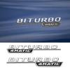 2 шт., переднее крыло автомобиля BITURBO 4MATIC, наклейка с логотипом, эмблема, значок, наклейка, подходит для A/M/G GLA GLC GLE GLS CLS GT ES Class, аксессуары для тюнинга автомобиля