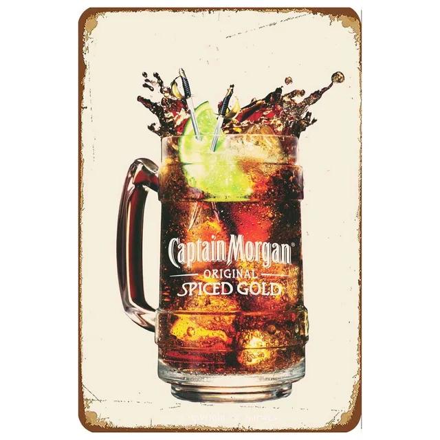 Винтажная металлическая жестяная табличка Captain Morgan Ретро настенный декор для бара, мужской пещеры, гаража Железный постер, табличка xсм