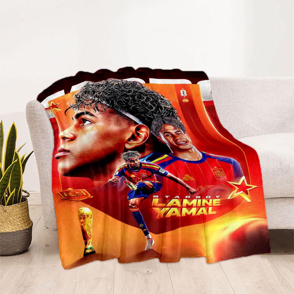 Lamine Yamal's Football Journey Blanket Soft & Cozy Perfect for Office Chair Picnics Office All-Season Use Digital Print