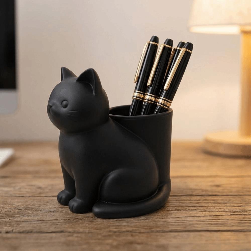 3D Printed Cat-Shaped Storage Tube Plastic Stationery Storage Box Funny Desk Organizer Office