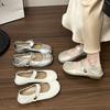 French Silver Mary Jane Shoes Women's 2025 Autumn New Models with Skirts, Evening Small Leather Shoes, Soft-soled Flat-soled Single Shoes