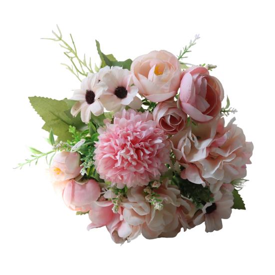 Artificial Flowers Bunch Realistic Faux Silk Flowers Long-Lasting Hydrangea Rose Fake Flowers for Vase Flower Arrangement Home Decor Wedding