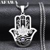 Ожерелье Hamsa Hand Ankh Lotus для женщин и мужчин из нержавеющей стали серебряного цвета, египетский глаз Гора, ожерелья, ювелирные изделия N8075S02