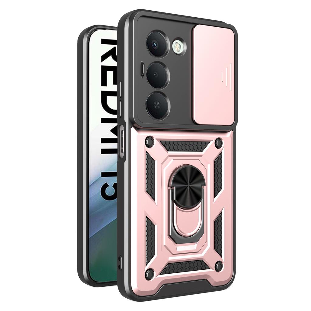 Для Xiaomi Redmi 15 4G (США) (171 мм) Чехол с выдвижной крышкой для камеры, PC+TPU, подставка, чехол для телефона