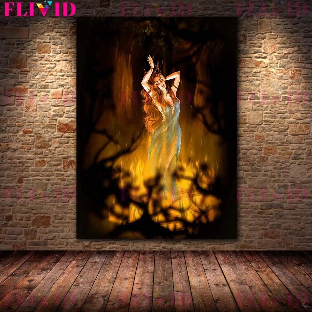 Forest Witches and Shadow Monsters, Vintage Murals On Canvas, Mysticism, Witchcraft, Paganism, Gothic Art Posters and Prints