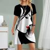 Women Casual Dress Summer Face Recognition Print Dresses For Women O-neck Short Sleeve Dress Plus Size