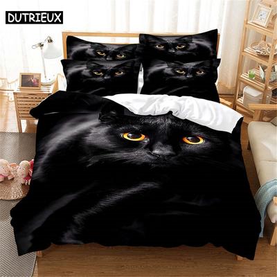Комплект постельного белья с изображением кота 3D Queen Bedding Duvet Cover Set Bedding Bed Cover Cotton Queen Bed Cover Set Bed Set Bedding