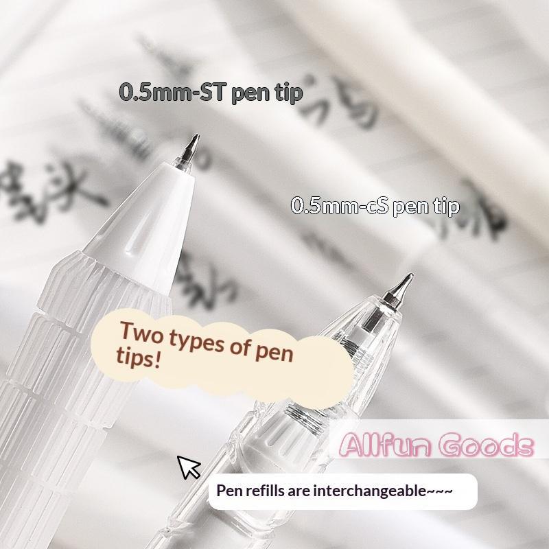 5pcs Retractable Gel Pen Korean Fashion Simplicity Transparent Writing Pen Quick Drying ST/CS Tip 0.5mm Black Ink Scrapbook Pen