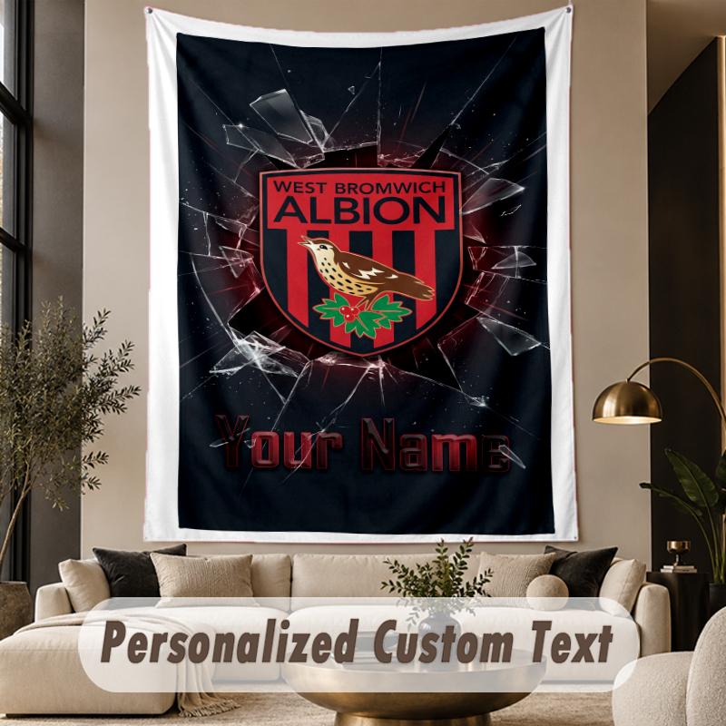 Custom Text Tapestry West Bromwich Albion FC Print Wall Tapestry Indoor Living Room Wall Decor