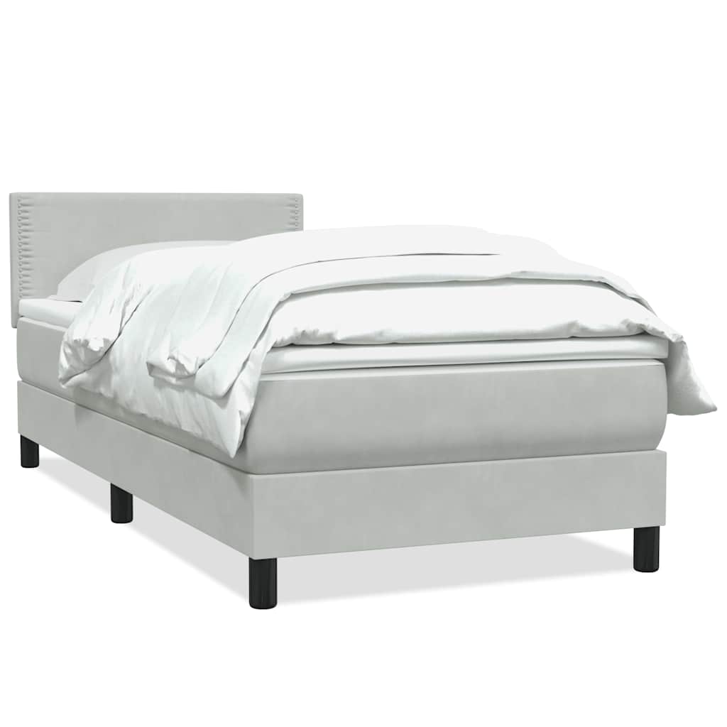Box Spring Bed with Mattress Light Grey 80 x 220 cm Velvet