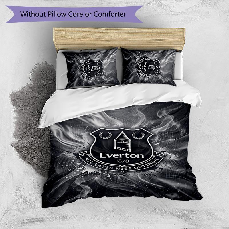 Everton Football Printed 3 Pieces Bedding Set, Comfortable Skin Friendly Bedroom Duvet Cover Set