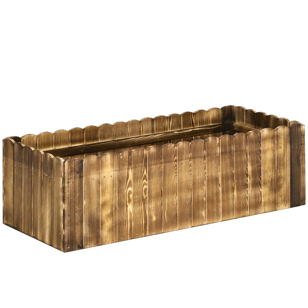 109L Raised Garden Bed, Wooden Rectangle Planter Box, Outdoor Herb Vegetable Flower Pot (100L x 40W x 30H cm)