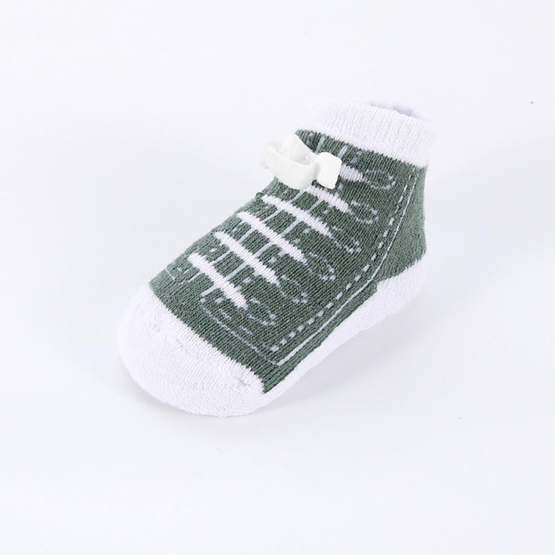 Горячий! Детские теплые хлопковые махровые носки, имитация обуви, моделирующие искусственные шнурки, носки для детей 0–12 месяцев