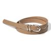 Halden (W) Two Loop Silver Fake Leather Belt (T017_beige)