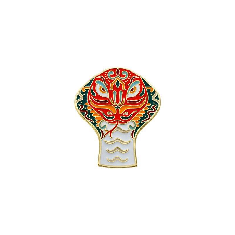 Zinc Alloy Enamel Dropping Brooch, Cute Cartoon Lucky Panda Snake Pattern 2025 Year of the Snake, New Year Festival Decorative Lapel Pin Badge