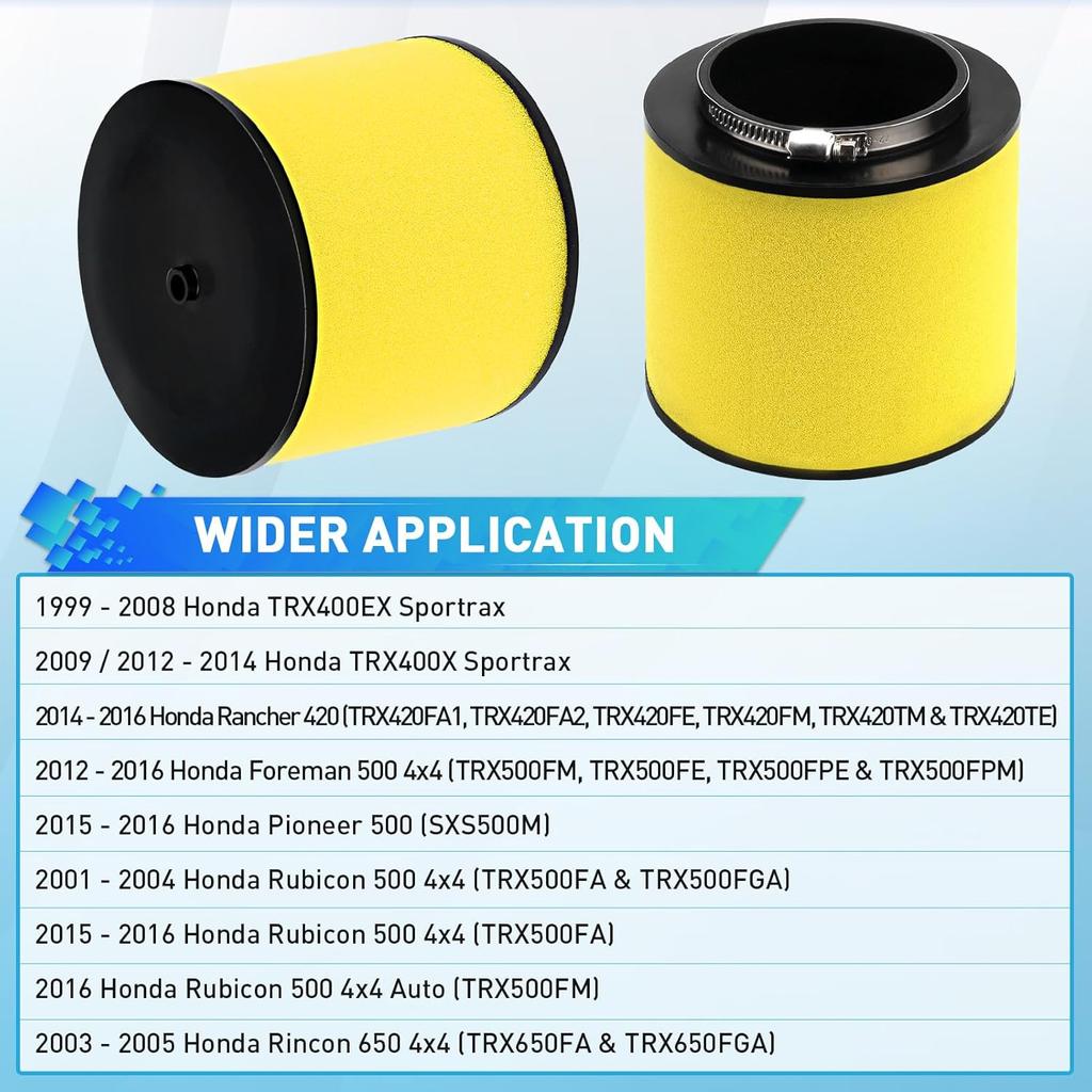 17254-HN1-000 Air Filter Replacement For Honda Foreman Rubicon 500 TRX500FA Pioneer 500 TRX500FM6 4X4 Sportrax 400 TRX400EX, Foreman 4X4 ES TRX500FE