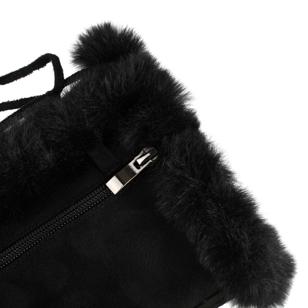 Lovely Lolita Mid-Calf Boots Women's Platform Thick Heels Sweet White Show Party Cosplay Ladies Fur Zipper Boots Pom-pom Pendant