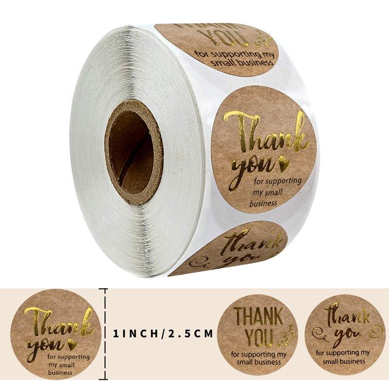 50-500pcs Lot Kraft Round Thank You Stickers Seal Labels Gold Cute Stickers Scrapbooking for Package Stationery Sticker 3 Fonts
