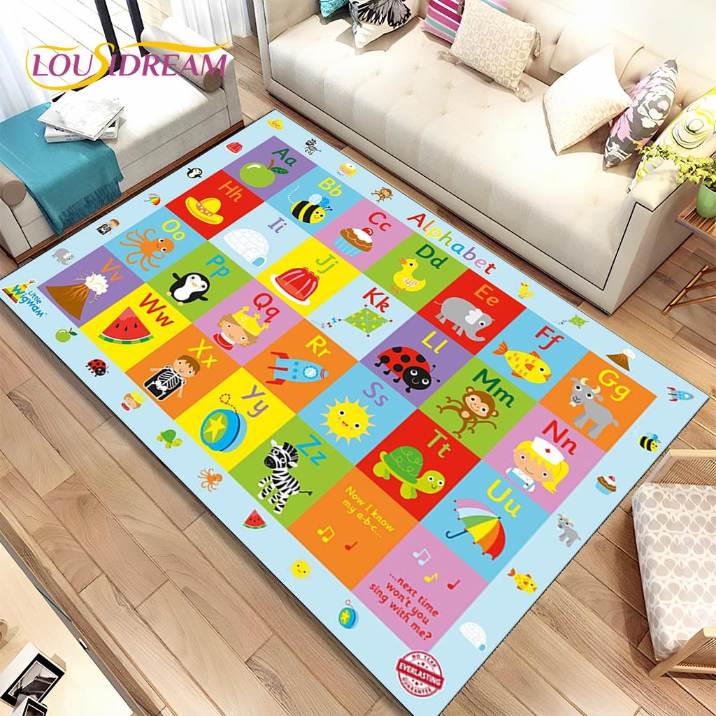 ABC мультфильм детская игровая комната алфавит детский коврик для раннего образования, ковер для гостиной, спальни, дивана, нескользящий коврик